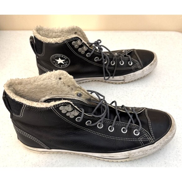 Converse Chuck Taylor City Hiker Black Shearling Hi Top Leather Men’s Size 11 - Picture 7 of 15